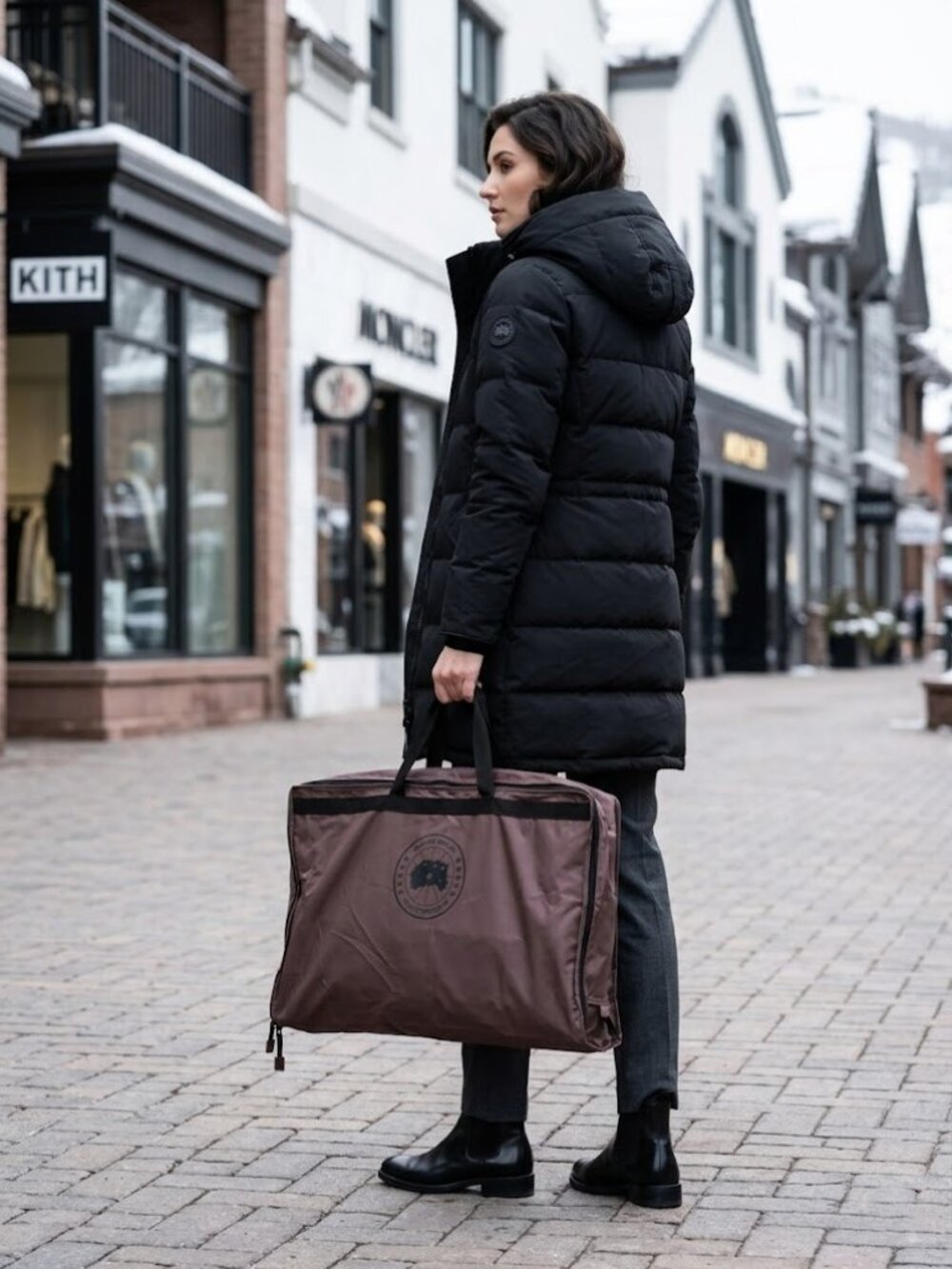 Canada Goose Unisex Black Label Garment Bag Brown Zip Closure Travel Bag
